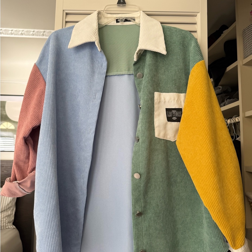 Multicolor Corduroy Jacket with Patch Pocket